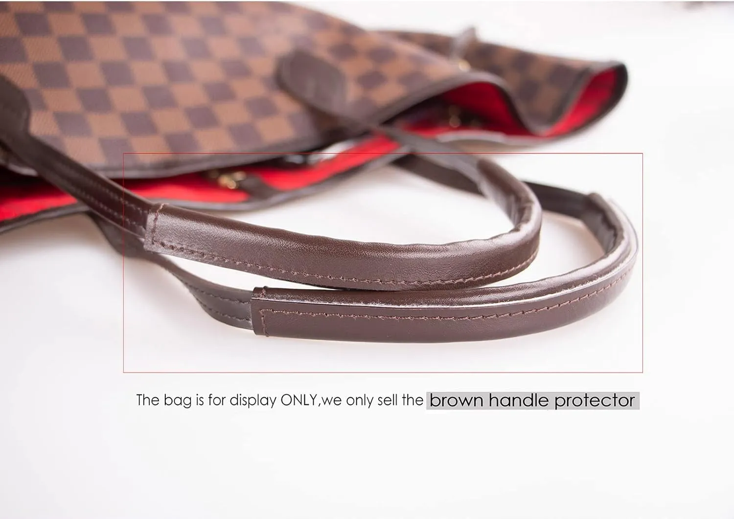 OULARIO Leather Handle Protector Cover Strap Cover Compatible with Neverfull PM MM GM Shoulder Straps (Brown)