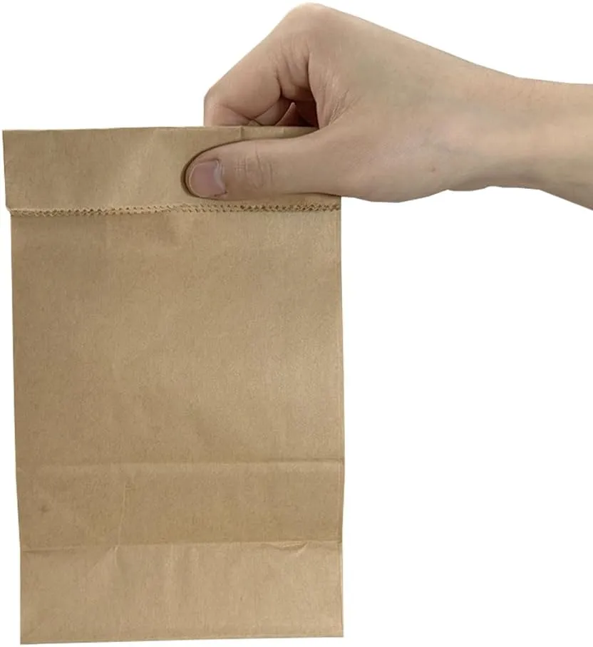 PABCK Flat Bottom Brown Kraft Paper Wax Bags for Home Kitchen Food Storage Containers Sets Take Out Lunch Dinner Bread Sandwich Snack Packaging Bag Craft Organizer 50 Pcs 5.9x3.5x10.6 inch (15x9x27cm)