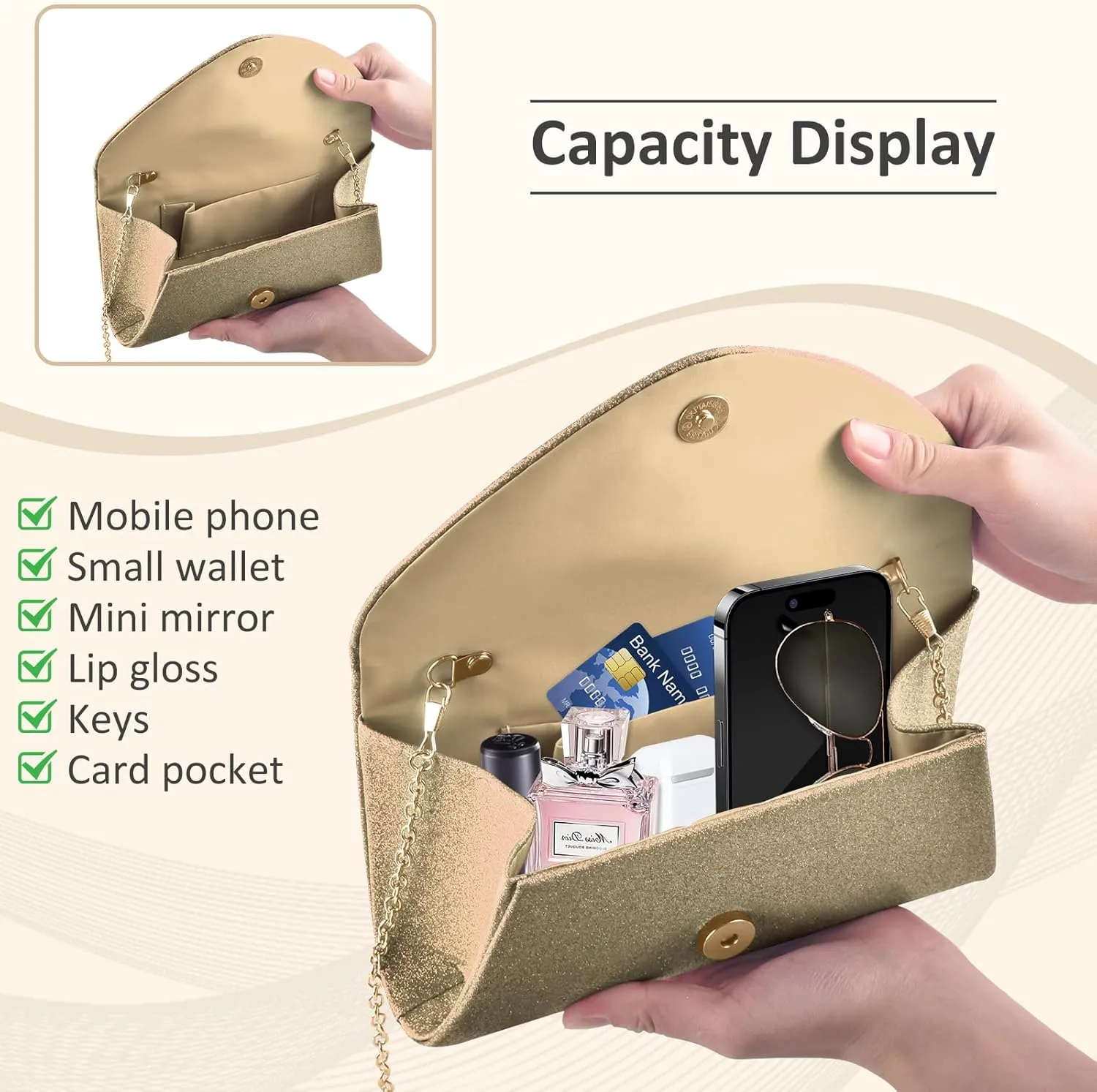 PACETAP Clutch Purses for Women, Handbags with Chain for Women Formal, Evening Bag for Wedding Party Cocktail Prom Dinner