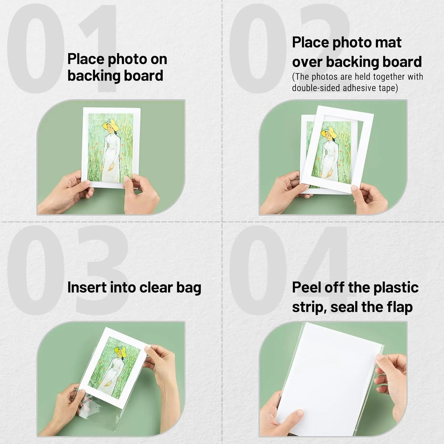 Pack of 100 5x7 WHITE Picture Mats Mattes with White Core Bevel Cut for 4x6 Photo   Back   Bags