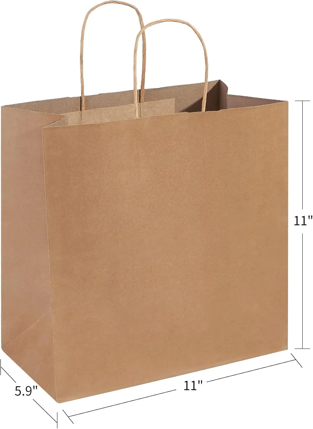 PAICUIKE 50Pcs Brown Paper Bags with Handles, Large 11x6x11 Inch Kraft Grocery Shopping & Retail Merchandise Bag, Gift Bags Bulk for Weddings, Parties, Baking