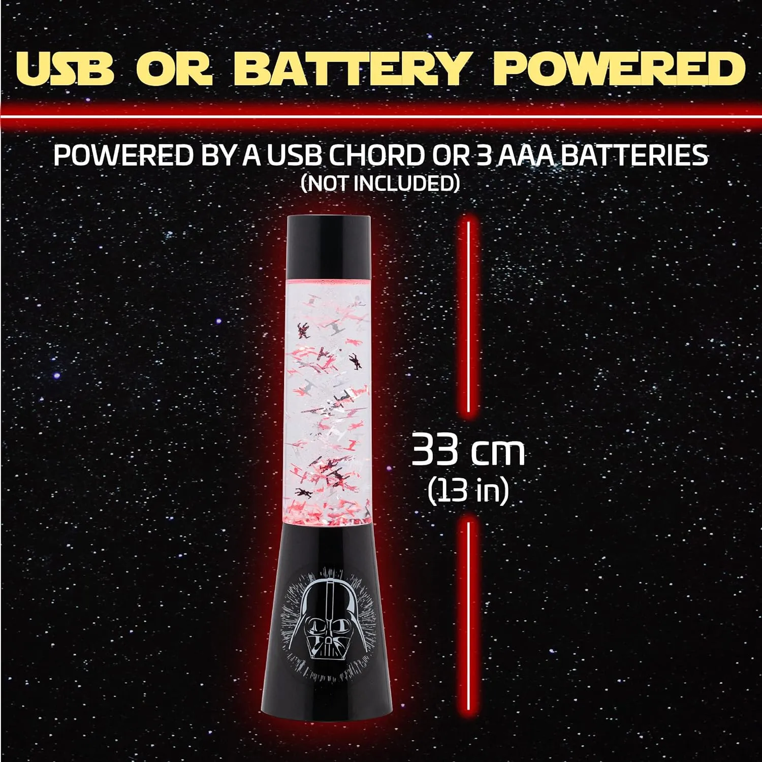 Paladone Star Wars Glitter Flow Lamp, Night Mood Lighting, 33 cm
