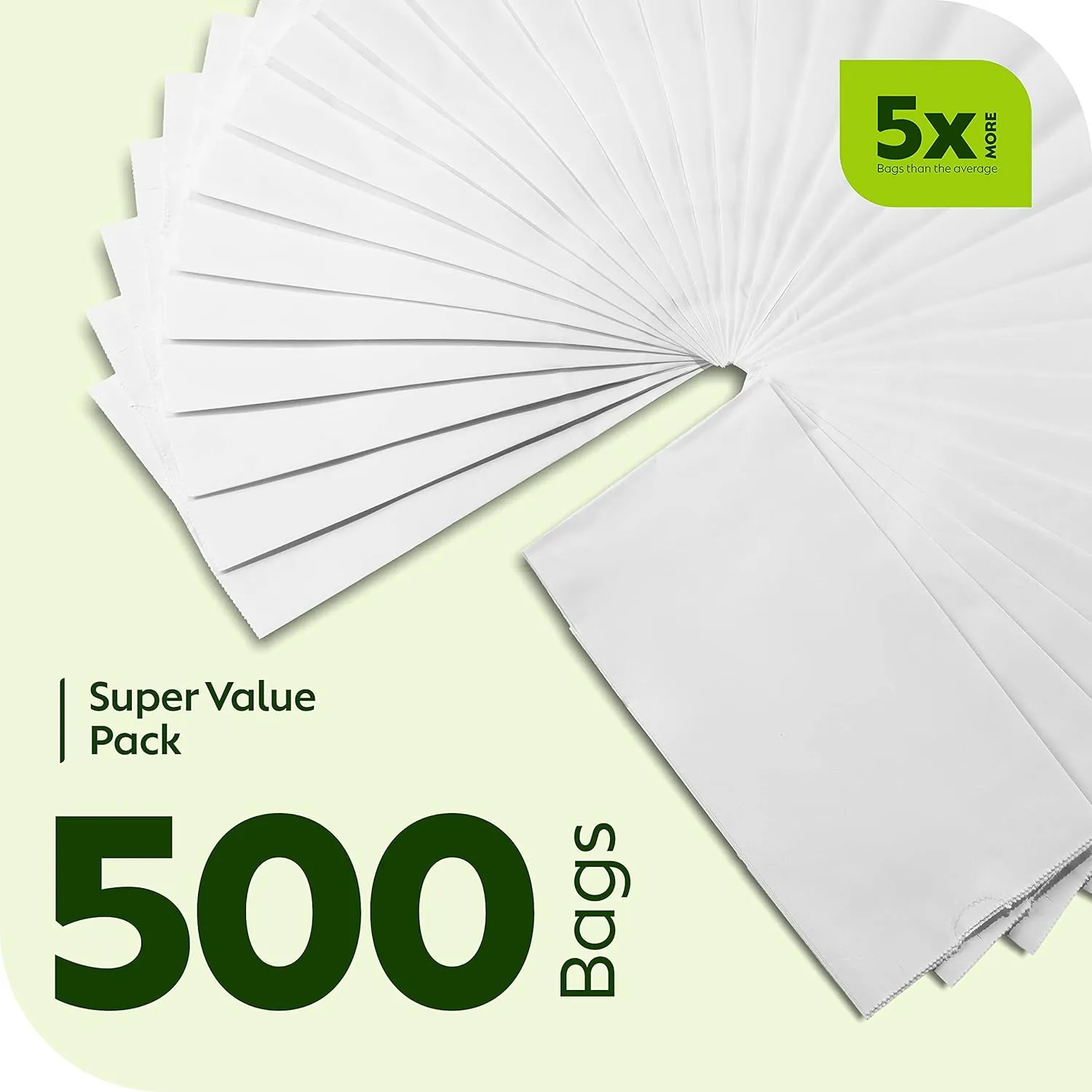 Paper Sandwich Bags, Paper Grocery Bags, Durable White Paper Bags, 4 Lb Capacity, White, Pack Of 500 Bags