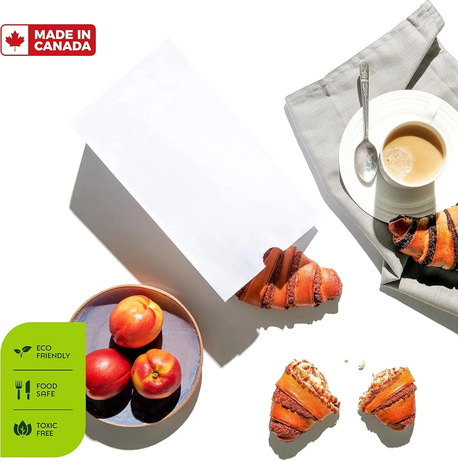Paper Sandwich Bags, Paper Grocery Bags, Durable White Paper Bags, 4 Lb Capacity, White, Pack Of 500 Bags