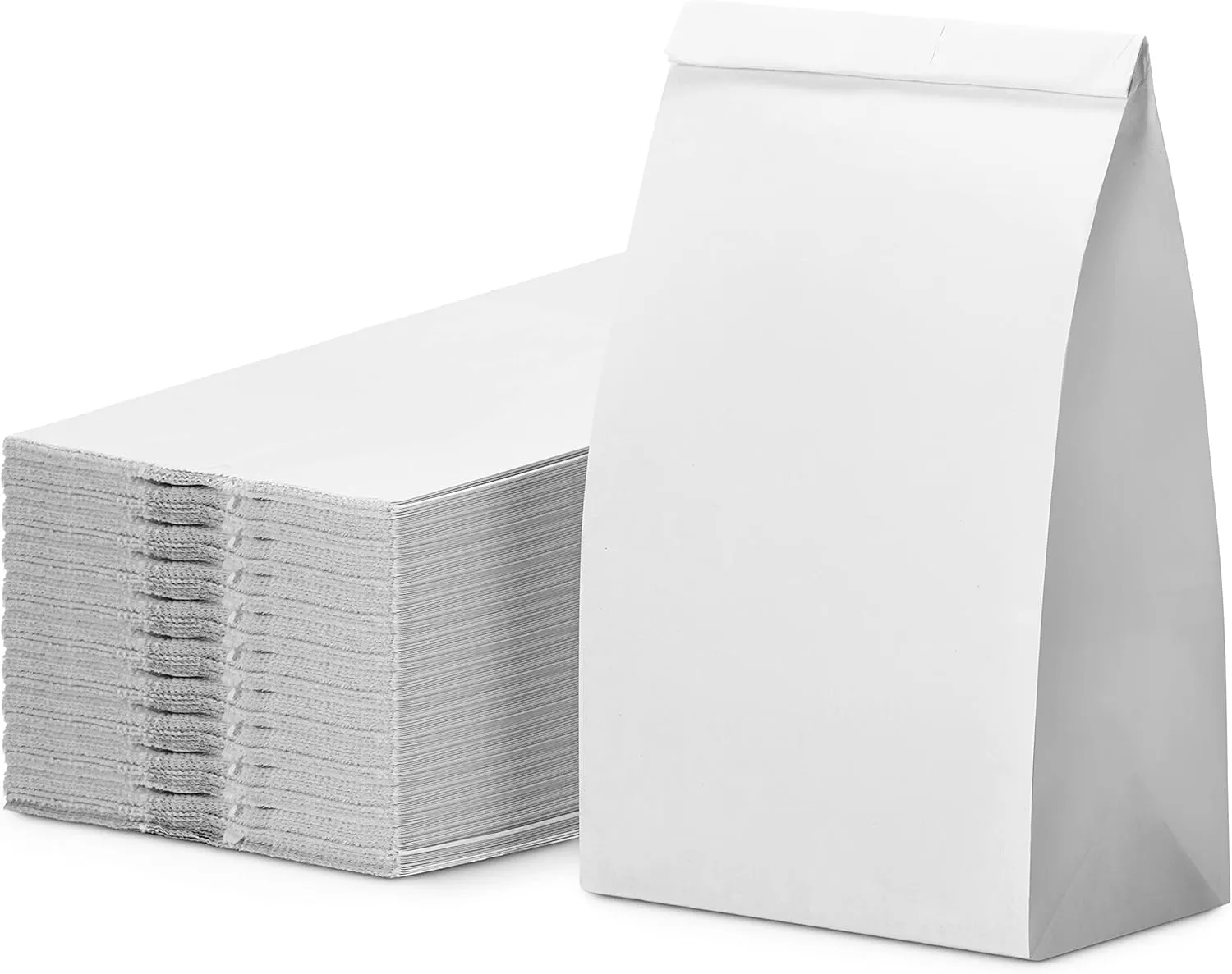 Paper Sandwich Bags, Paper Grocery Bags, Durable White Paper Bags, 4 Lb Capacity, White, Pack Of 500 Bags