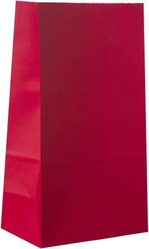 Party Favor Bags - 50 Pack Kraft Paper Goodie Gift Lunch Bags - Treat Bags and Party Supplies for Theme Party, Kids Birthday, July 4th, Christmas, CNY - 5"x3"x9" (Red)