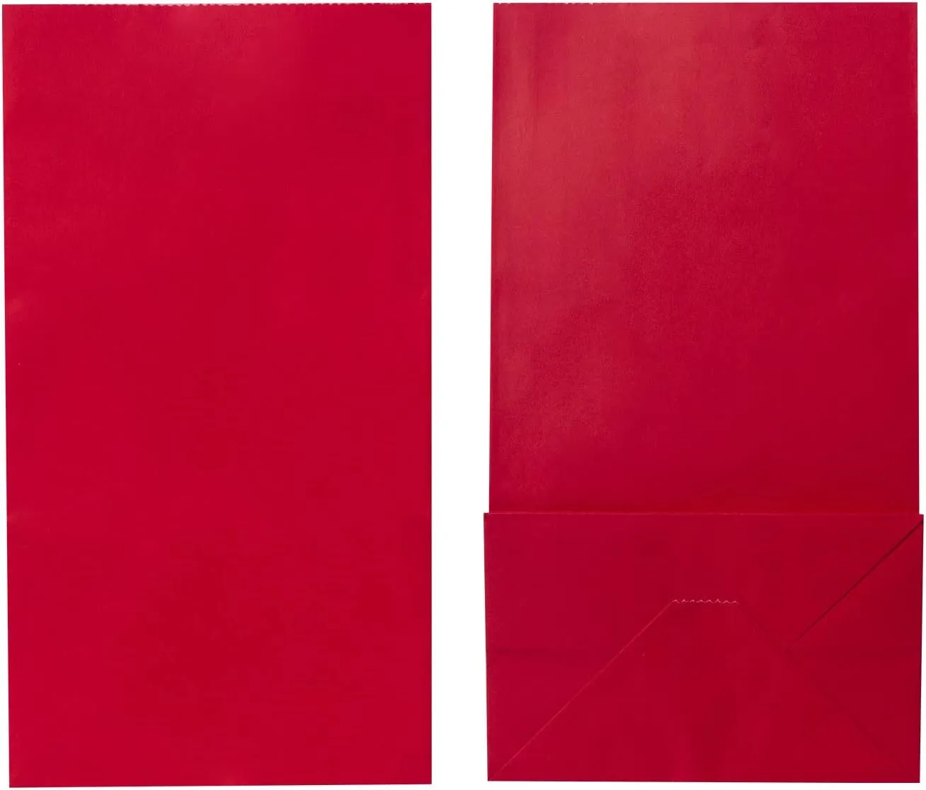 Party Favor Bags - 50 Pack Kraft Paper Goodie Gift Lunch Bags - Treat Bags and Party Supplies for Theme Party, Kids Birthday, July 4th, Christmas, CNY - 5"x3"x9" (Red)