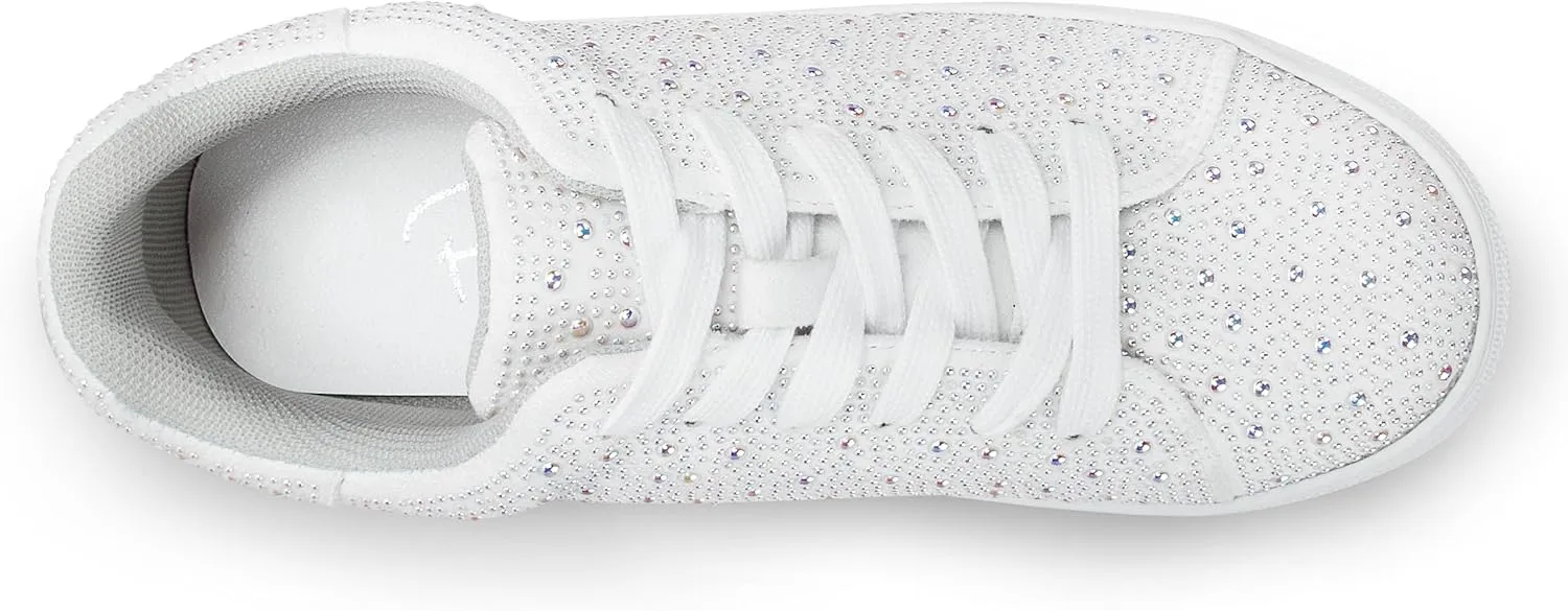 PARTY Women's Glitter Fashion Star Sneakers Low Top Platform Lace Up Comfortable Wedding Walking Shoes
