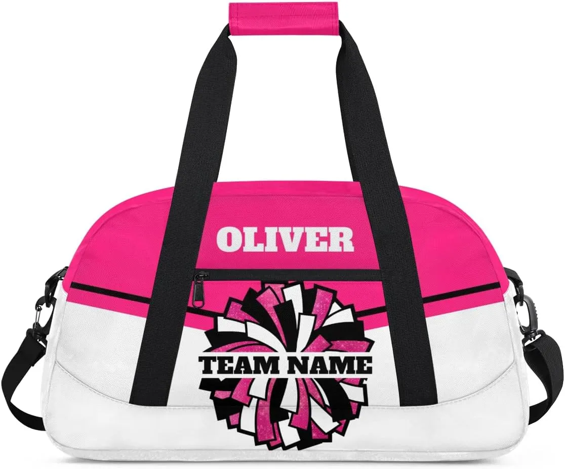 Personalized Cheerleader Bag Dance Bag for Girl, Custom Team Bag Gym Bag Sport Duffel Bag, Weekender Bags Travel Bag for Cheer Team Hot Pink Glitter Glam