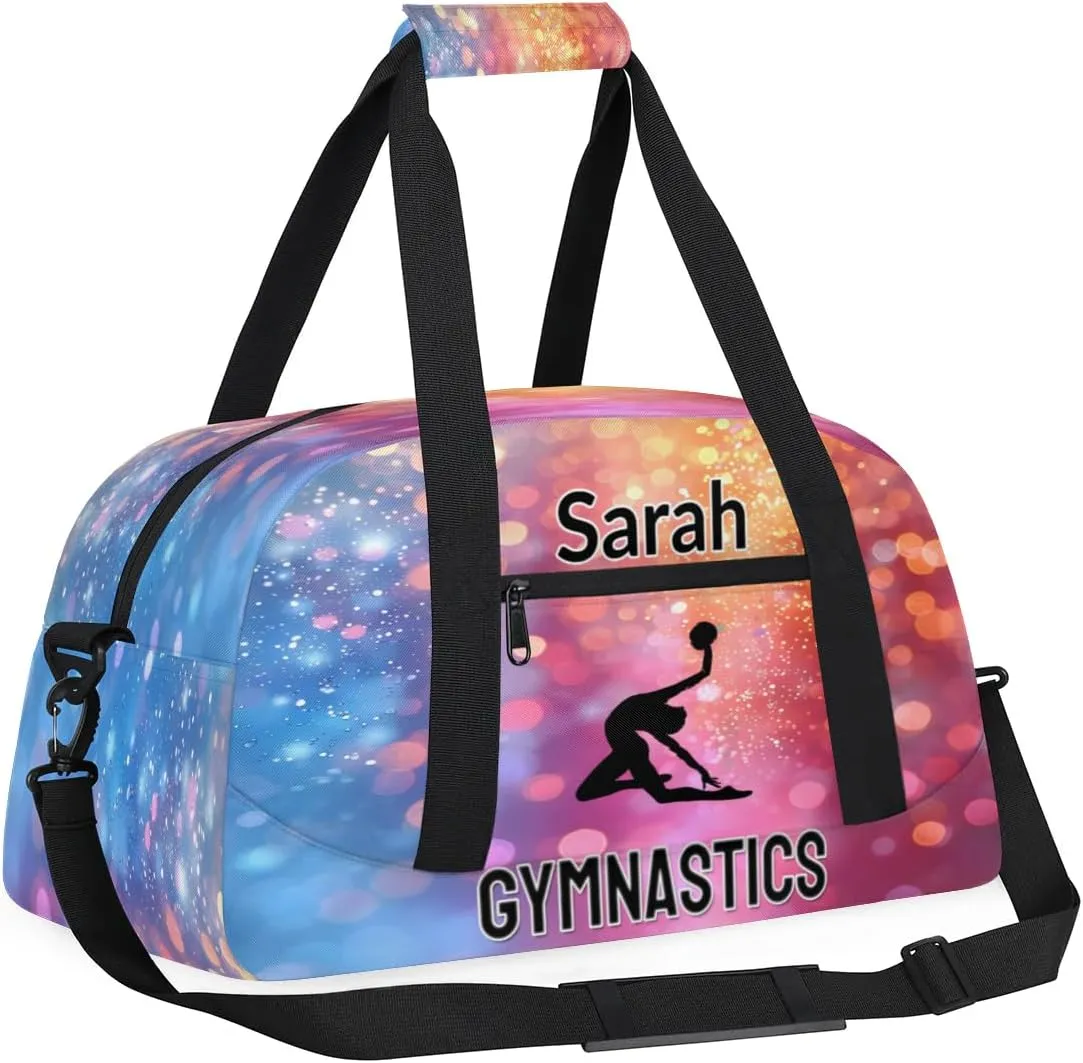 Personalized Dance Bag Gym Bag, Custom Gymnastics Sports Duffel Bags Weekender Bags Travel Duffel Bag Custom Neme Gymnastics Ballet Bag Multicolor Glitter