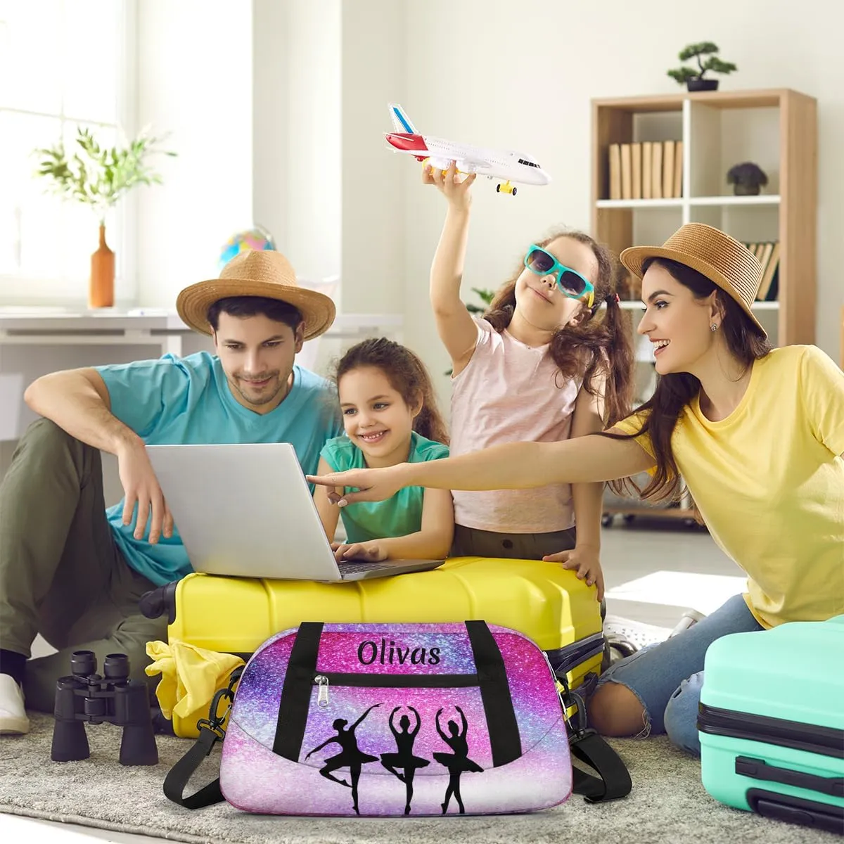 Personalized Dance Bag Gym Bag for Girl, Custom Sport Duffel Bag Weekender Bags Travel Duffel Bag Dance Galaxy Glitter