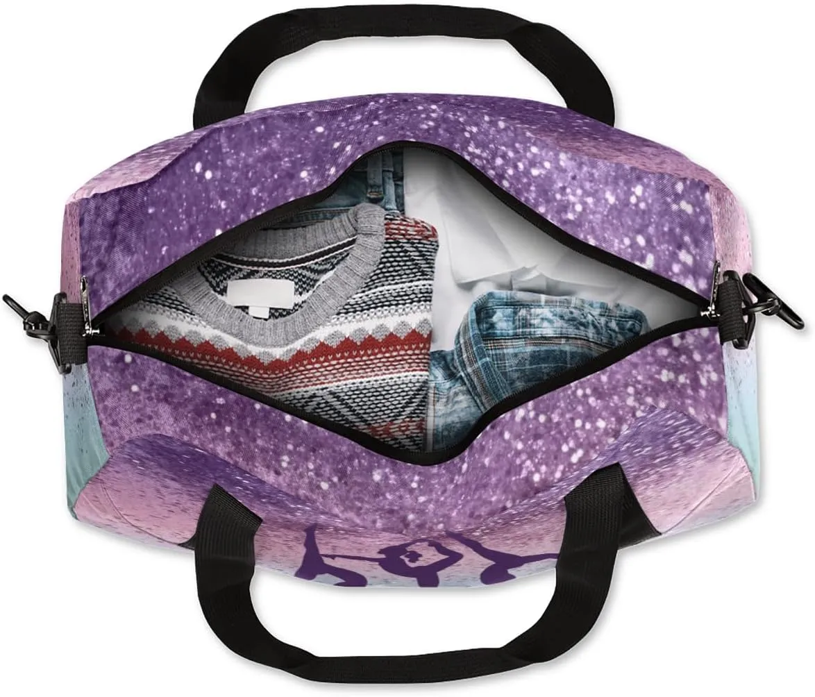 Personalized Dance Bag Gym Bag for Girl, Custom Sport Duffel Bag Weekender Bags Travel Duffel Bag Gymnastics Purple Glitter