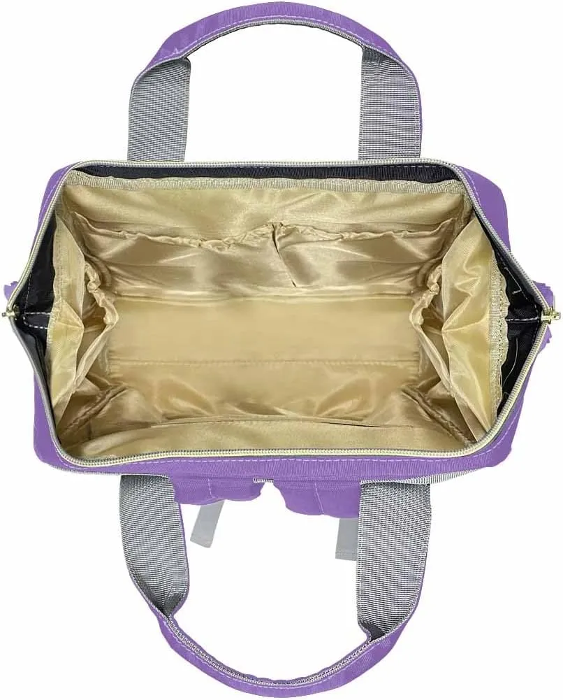 Personalized Diaper Bags for Women Men, Custom Purple Glitter Princess Diaper Backpack for Mom Wife Customized Multifunctional Travel Backpack Changing Bags for Mother