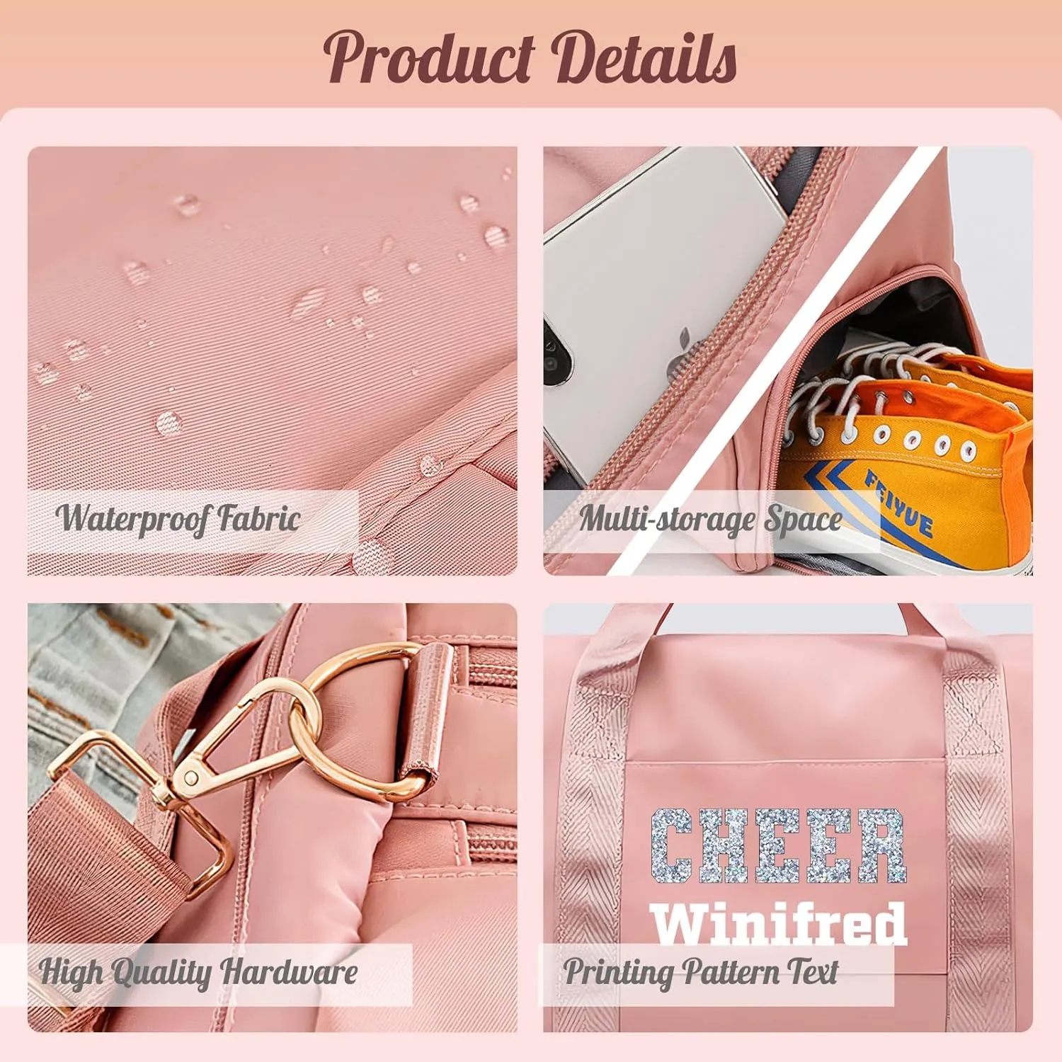 Personalized Duffel Bag Custom Dance Gym Bag Travel Bags Customized Embroidery Duffle Bags with Name Text for Women Men Girls, Blue
