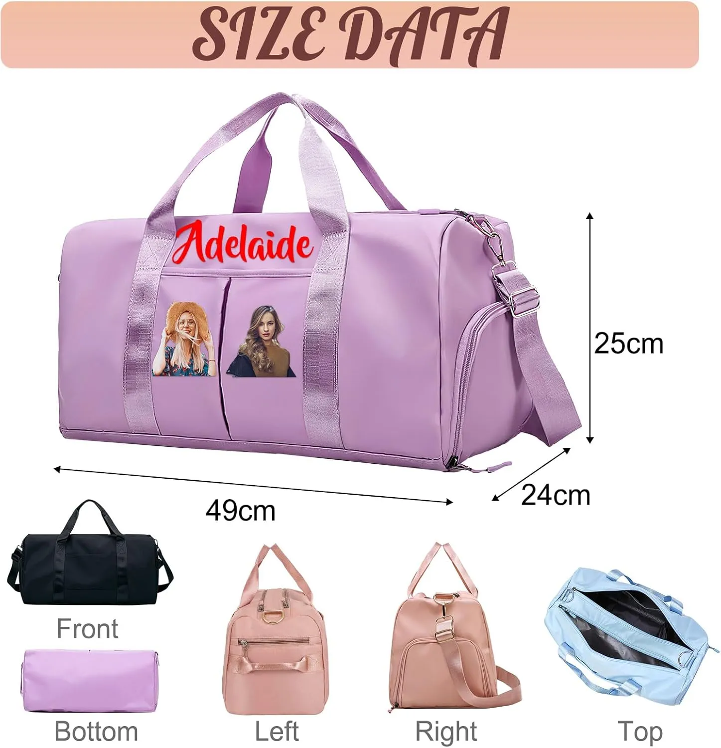Personalized Duffel Bag Custom Dance Gym Bag Travel Bags Customized Embroidery Duffle Bags with Name Text for Women Men Girls, Blue