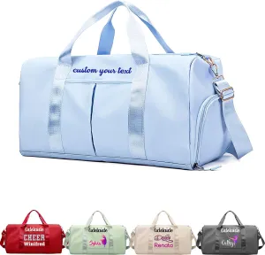 Personalized Duffel Bag Custom Dance Gym Bag Travel Bags Customized Embroidery Duffle Bags with Name Text for Women Men Girls, Blue
