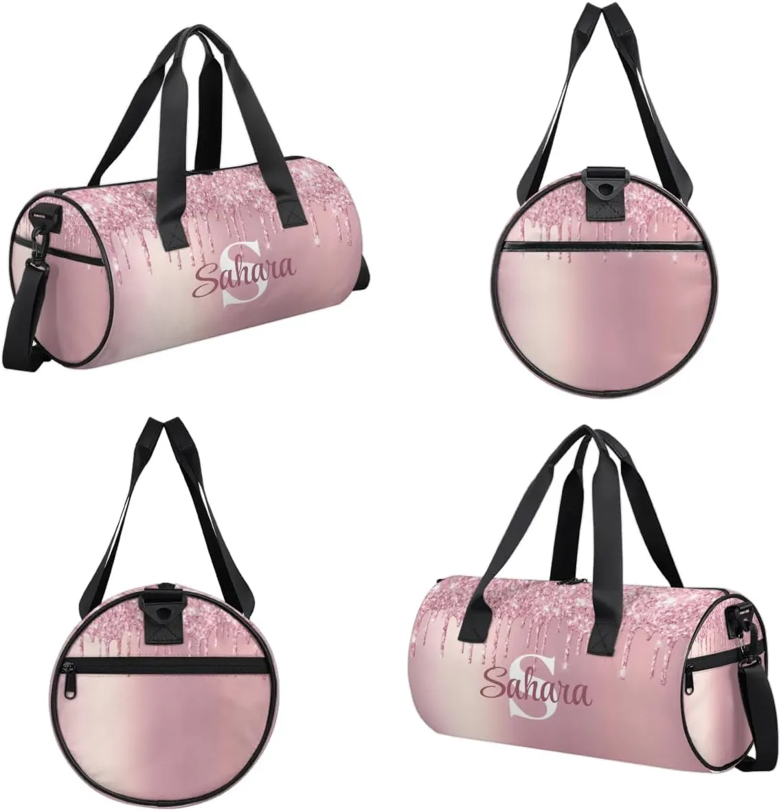 Personalized Glitter Dance Bag Duffle Bag for Girl, Custom Gymnastics Cheerleader Bag Travel Bag Sport Gym Bag Weekender Bags with Adjustable Glitter Beauty Pink
