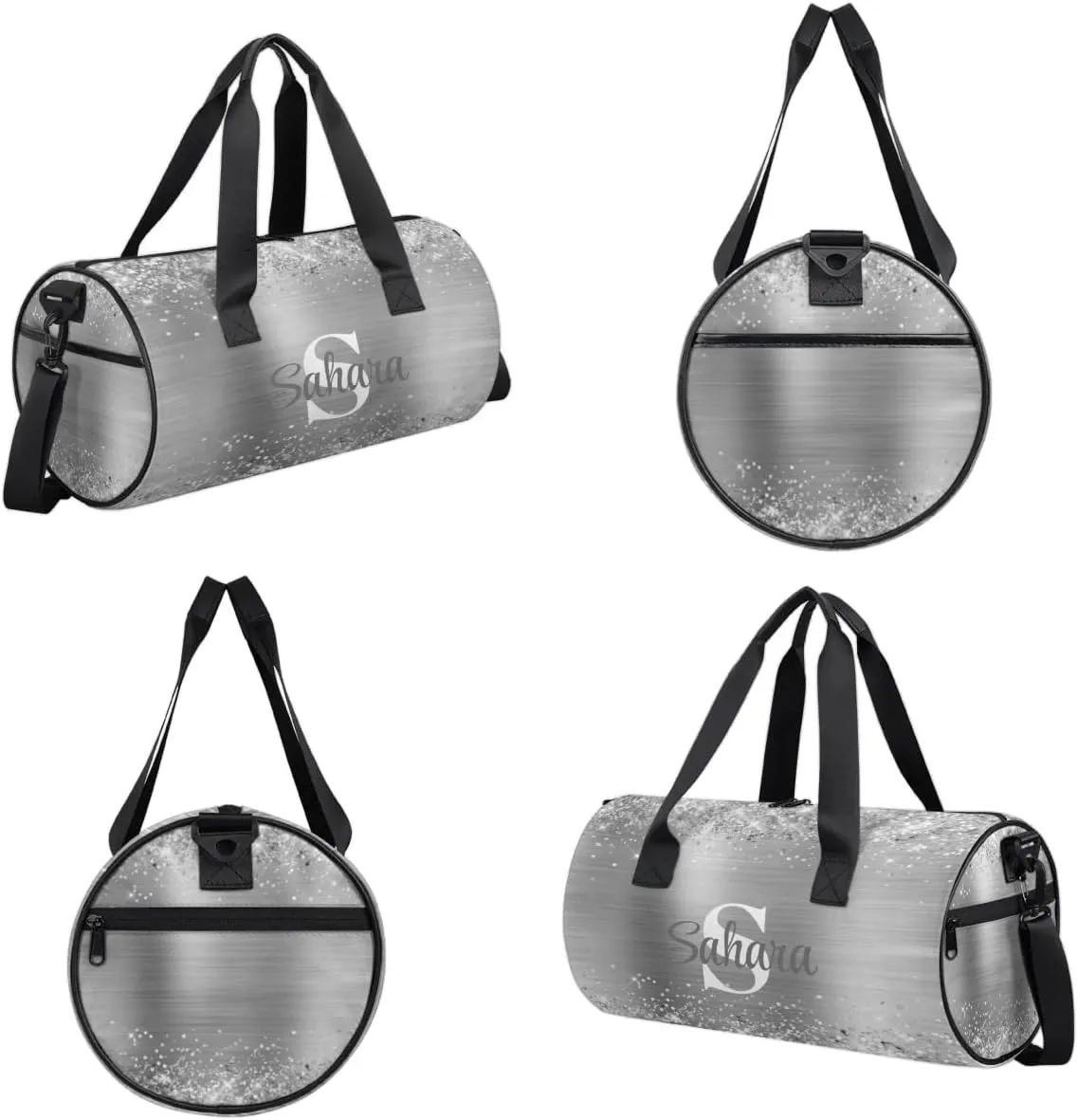 Personalized Glitter Dance Bag Duffle Bag for Girl, Custom Gymnastics Cheerleader Bag Travel Bag Sport Gym Bag Weekender Bags with Adjustable Glittery Sliver Foil