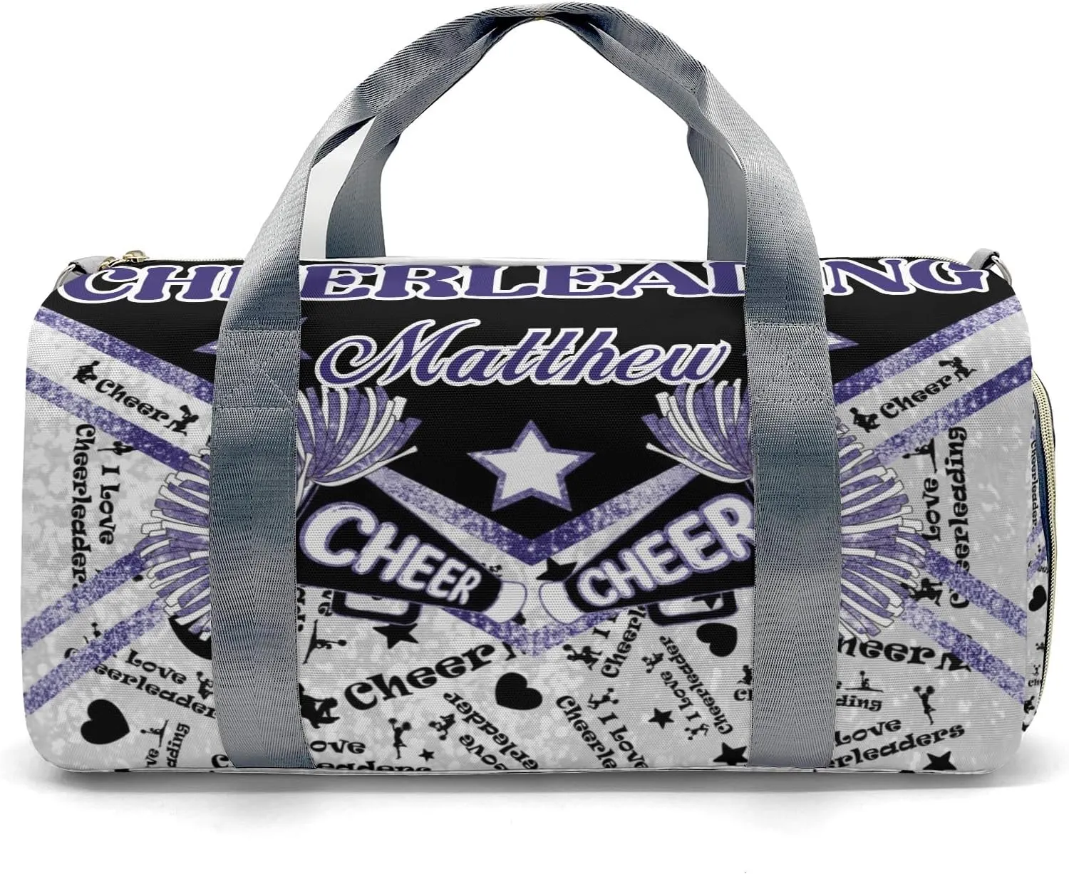 Personalized Name Sports Duffel Bags Cheerleaders Bling Glitter Print Gymnastics Travel Perform Training Casual Bag