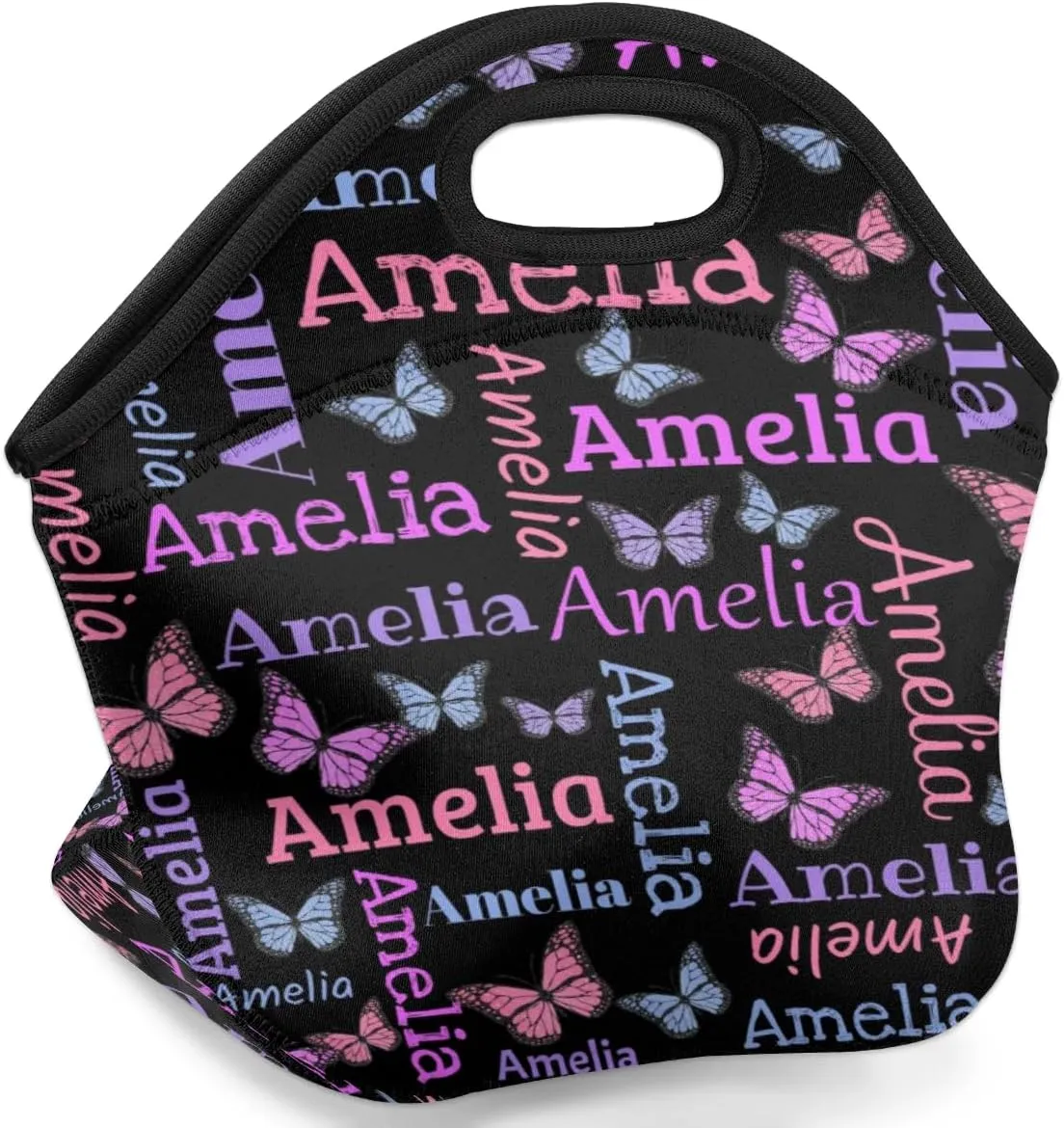Personalized Neoprene Lunch Bags Lunch Tote Bag for Girl Women, Custom Gift Lunch Box Picnic Bag Outdoor Travel Work Butter Glitter