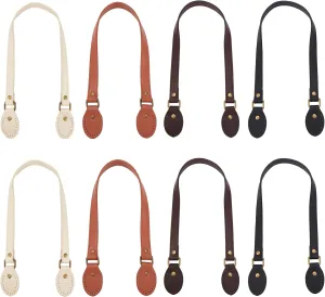 PH PandaHall 8pcs Purses Bag Straps Handles 24” Sew On Bag Handles 4 Colors Leather Shoulder Strap Short Handbag Crocheted Tote Replacement Strap Handles with Holes for DIY Purse Tote Bag Making