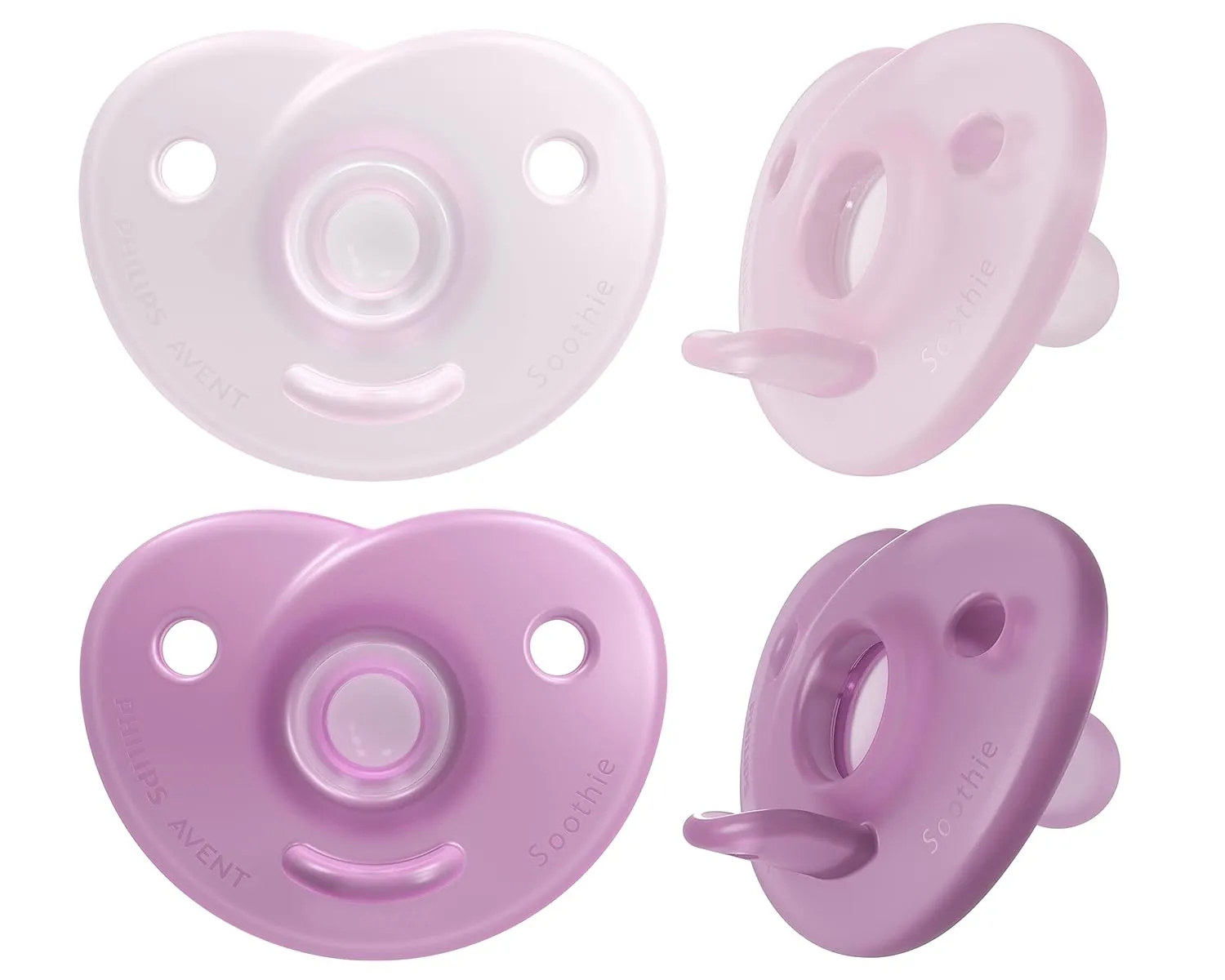 Philips AVENT Soothie Heart Pacifier, 0-3 Months, Pink/Light Pink, 4 Pack, ‎SCF099/42