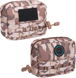 PHOEPET 2 PCS Bags Pouches for Tactical Dog Harness, Safety Side Pockets with a Poop Bag Holder and a Panel for Patch(Woodland Brown,#2)