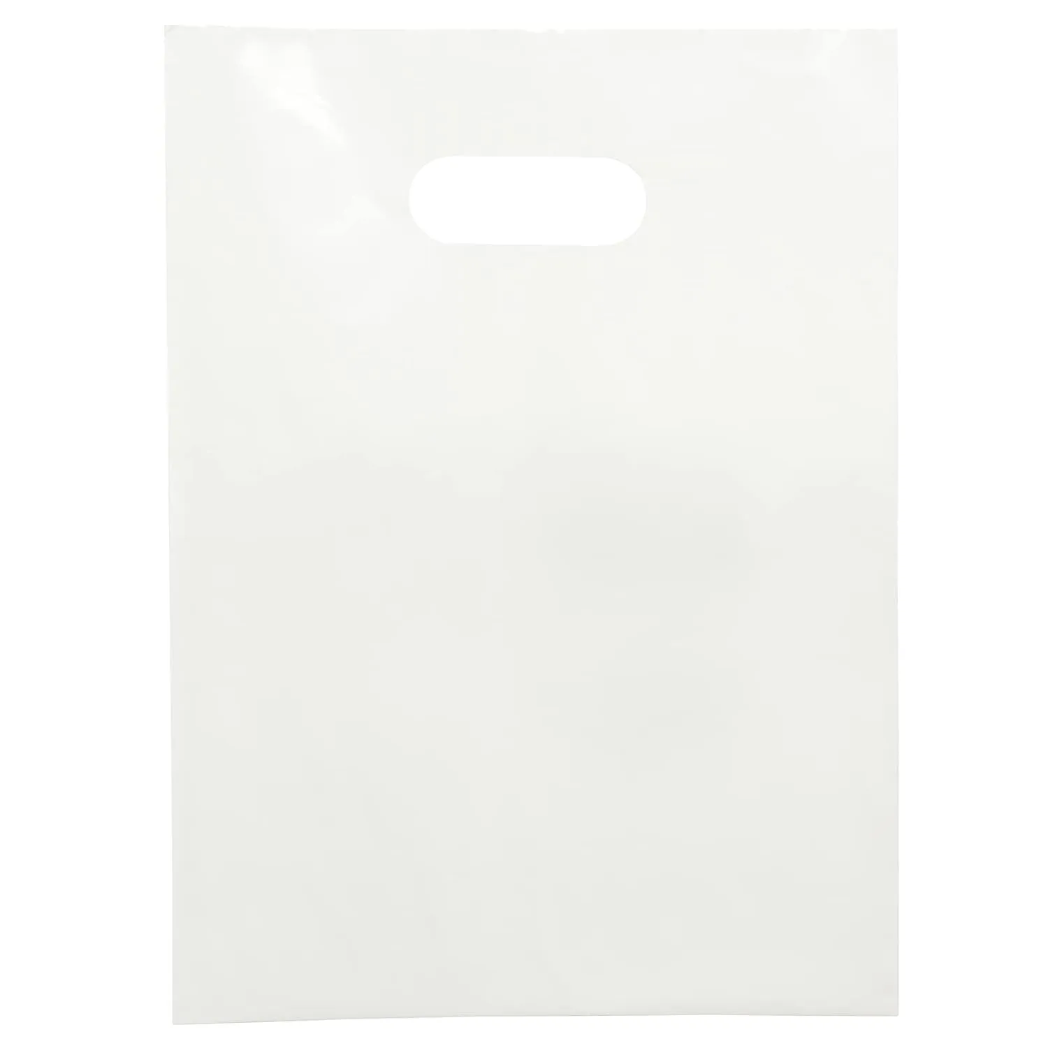 Plastic Shopping Bag with Die Cut Handle 9" x 12" White Plastic Merchandise Bags with Handle 100 Pack for Retail, Heavy Duty Bulk Bags