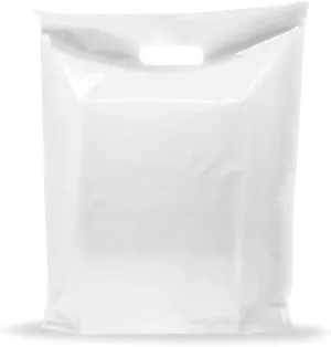 Plastic Shopping Bag with Die Cut Handle Bag 16" x 18" White Plastic Merchandise Bags with Handle 100 Pack for Retail, Heavy Duty Bulk Bags