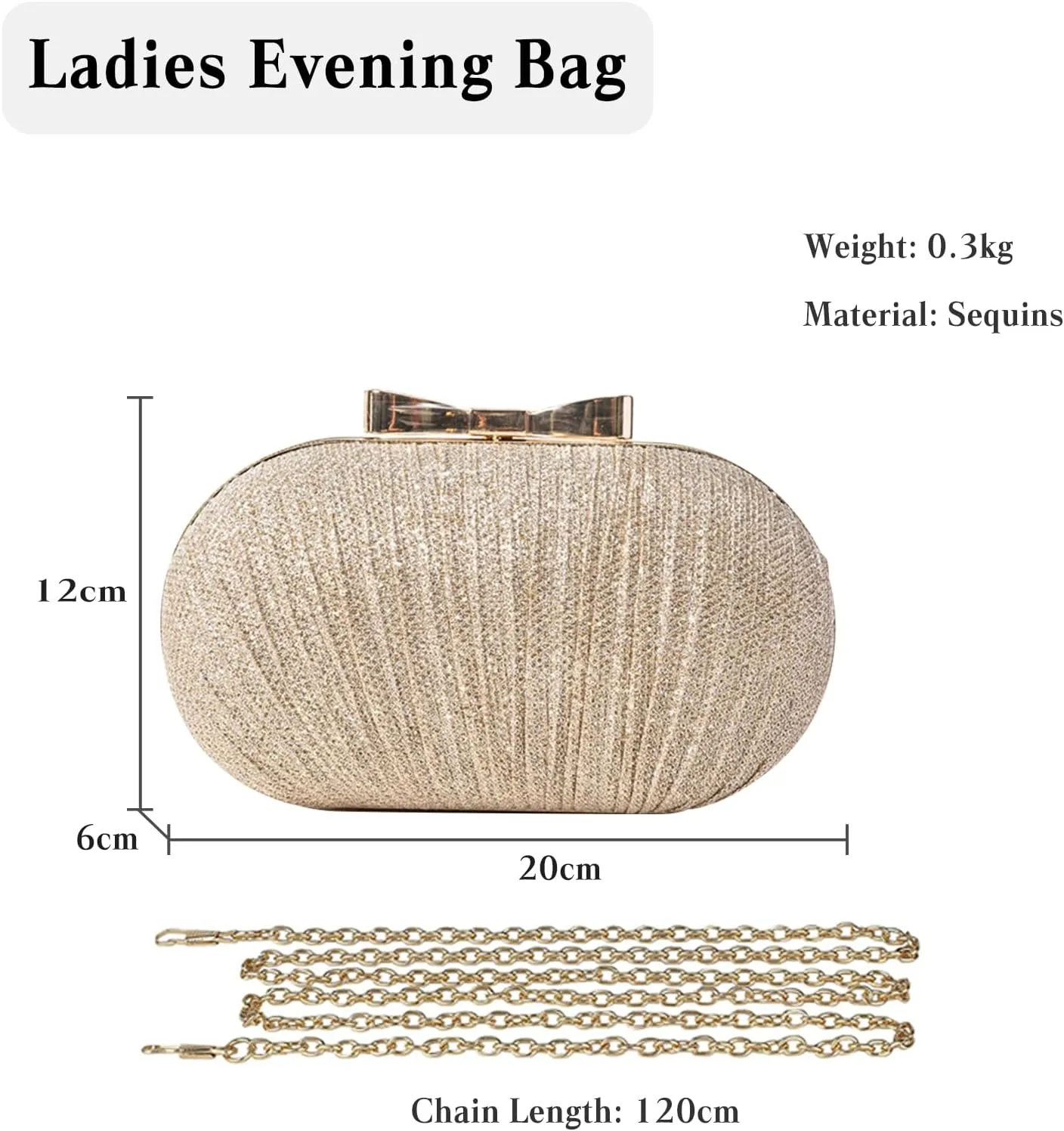 Pleated Evening Bag for Women Sequin Clutch Bag Ladies Sparkly Handbag Bridal Wedding Purse Glitter Shoulder Bag
