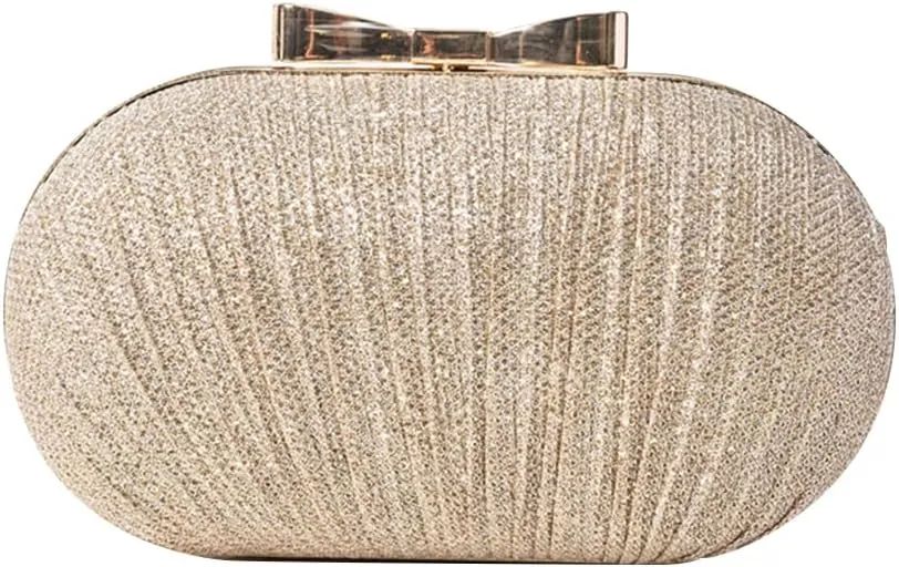 Pleated Evening Bag for Women Sequin Clutch Bag Ladies Sparkly Handbag Bridal Wedding Purse Glitter Shoulder Bag