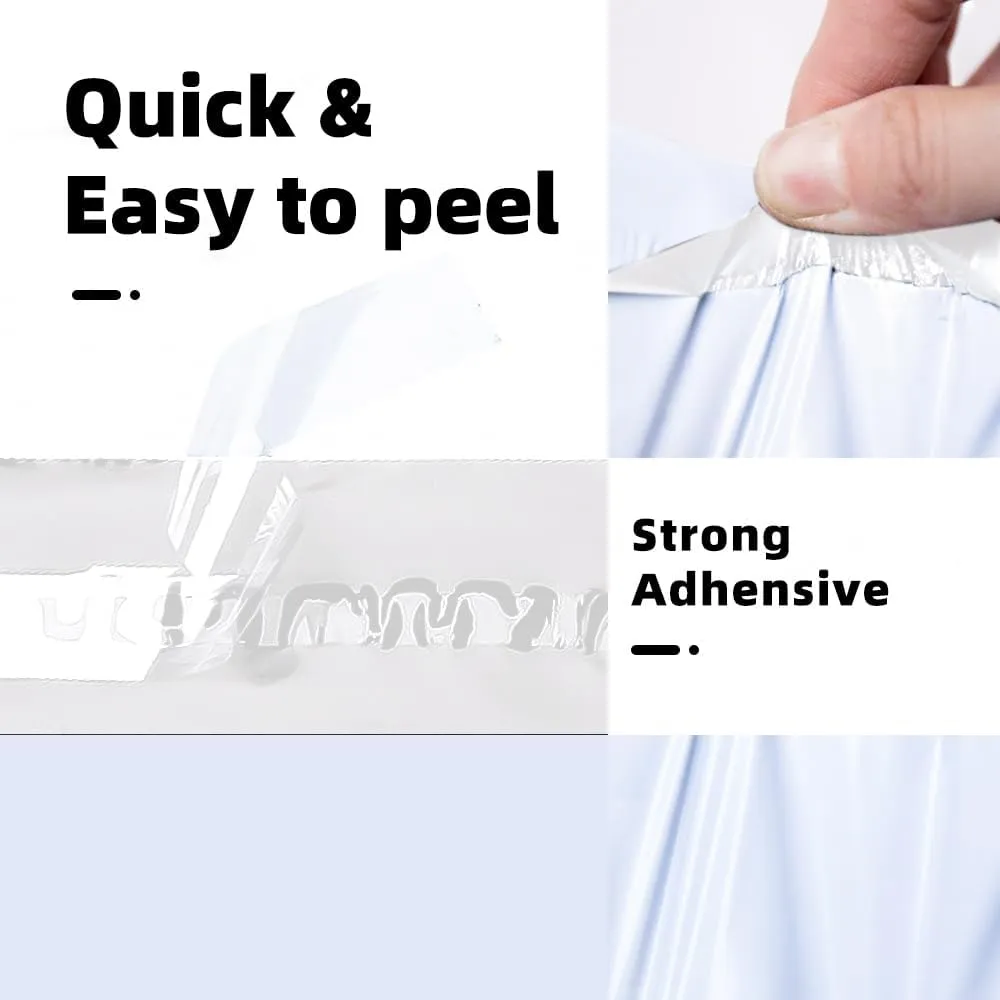 POLYSELLS 100 pcs 10x13 Inches White x Silver Poly Mailers Shipping Envelopes, Strong Adhesive Sealing, Waterproof, and Tear-resistant Postal Mailing Bags for Clothing, Books, and Accessories