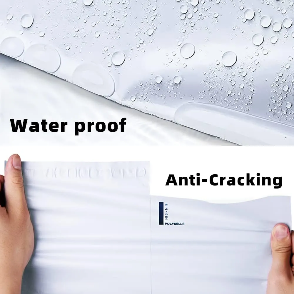 POLYSELLS Poly Mailers Shipping Envelopes, Strong Adhesive Sealing, Waterproof, and Tear-resistant Postal Mailing Bags for Clothing, Books, and Accessories (White, 12x15.5 Inch, 100 pcs)