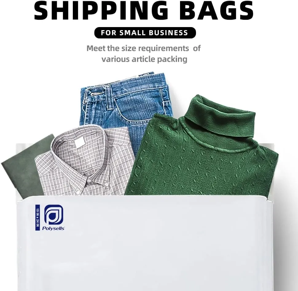 POLYSELLS Poly Mailers Shipping Envelopes, Strong Adhesive Sealing, Waterproof, and Tear-resistant Postal Mailing Bags for Clothing, Books, and Accessories (White, 19x24 Inch, 100 pcs)