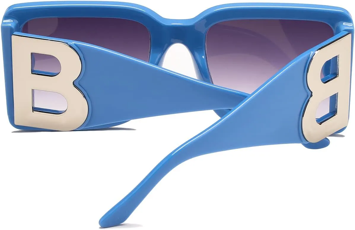 PORADAY Fashion Large Square Sunglasses for Women Men Trendy Black Thick Frame Luxury Designer Sun Glasses Modern Big Frame