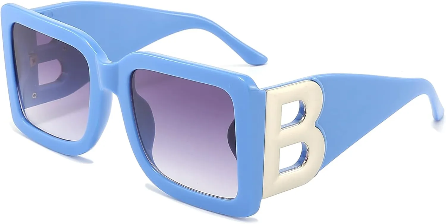 PORADAY Fashion Large Square Sunglasses for Women Men Trendy Black Thick Frame Luxury Designer Sun Glasses Modern Big Frame