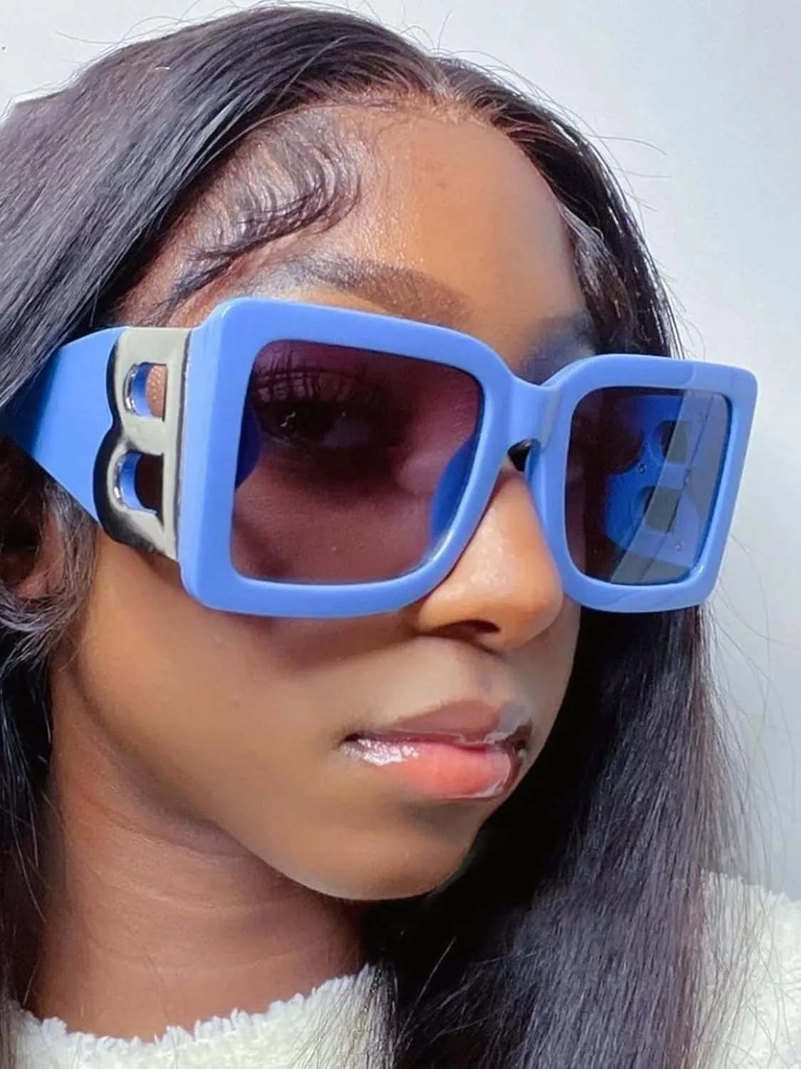 PORADAY Fashion Large Square Sunglasses for Women Men Trendy Black Thick Frame Luxury Designer Sun Glasses Modern Big Frame