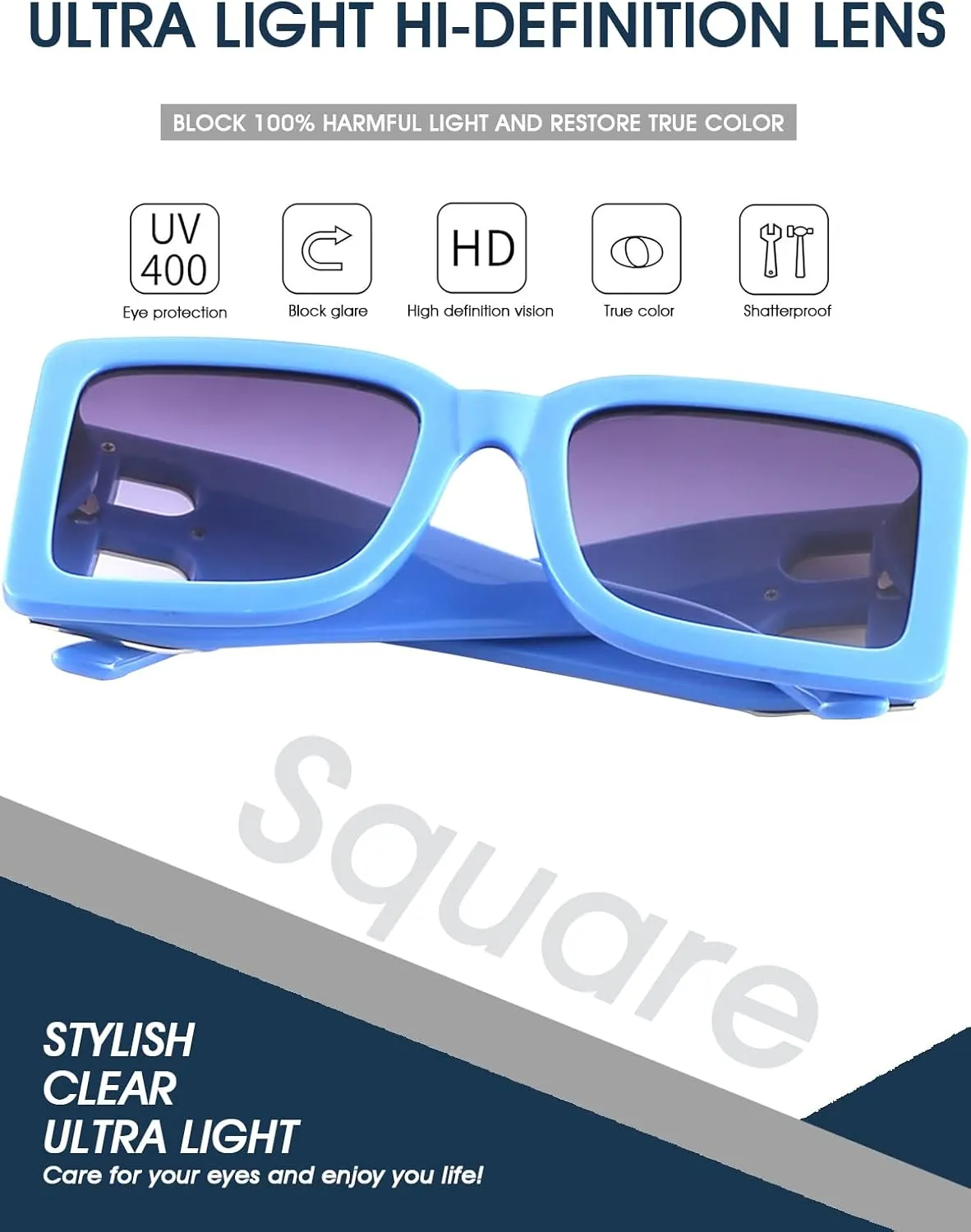PORADAY Fashion Large Square Sunglasses for Women Men Trendy Black Thick Frame Luxury Designer Sun Glasses Modern Big Frame