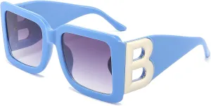 PORADAY Fashion Large Square Sunglasses for Women Men Trendy Black Thick Frame Luxury Designer Sun Glasses Modern Big Frame