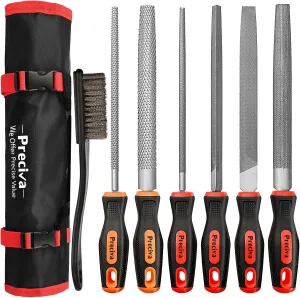 Preciva 7 PCS Metal File Set with Tool Bag, 4 Metal Rasp Files, 2 Wood File and 1 Wire Brush for Metalworking & Woodworking