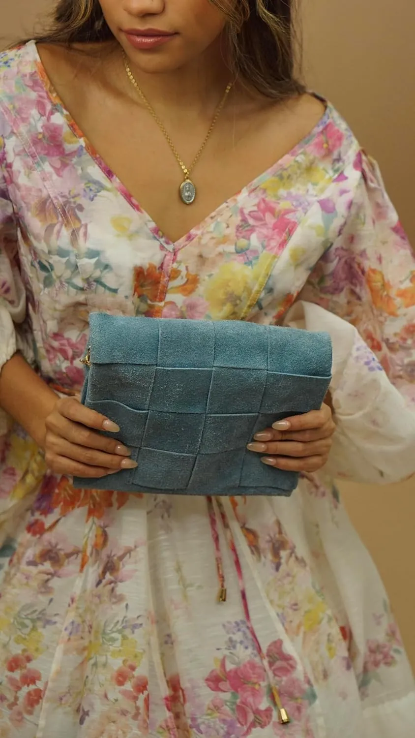 Premium Italian Leather Handmade in Florence, Italy. Suede Crossbody Bag for Women with a Detachable Strap Made in Italy