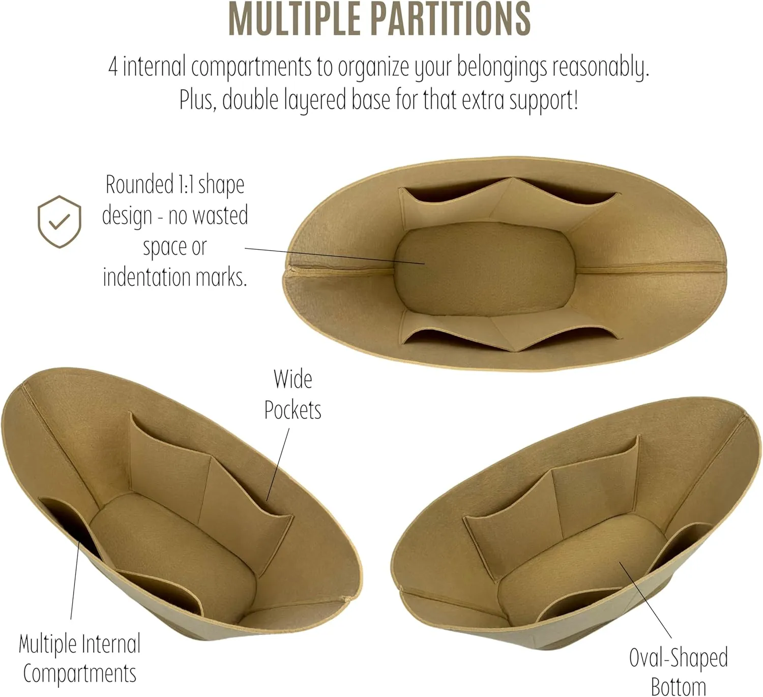 Premium Purse Organizer compatible with Celine Basket Bag Organizer Insert - Handmade Supple Classic Panier in Rafia and Calfskin, Oval Shaped (Brown, For Teen Supple Panier)