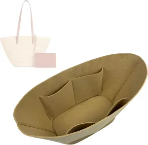 Premium Purse Organizer compatible with Celine Basket Bag Organizer Insert - Handmade Supple Classic Panier in Rafia and Calfskin, Oval Shaped (Brown, For Teen Supple Panier)
