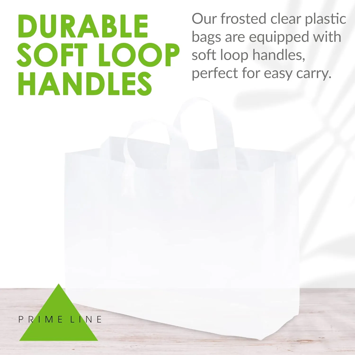 Prime Line Packaging Large Plastic Bags with Handles for Small Business Essential, Boutique Shopping, Frosted White for Retail, Bulk, 16x6x12 50 Pack