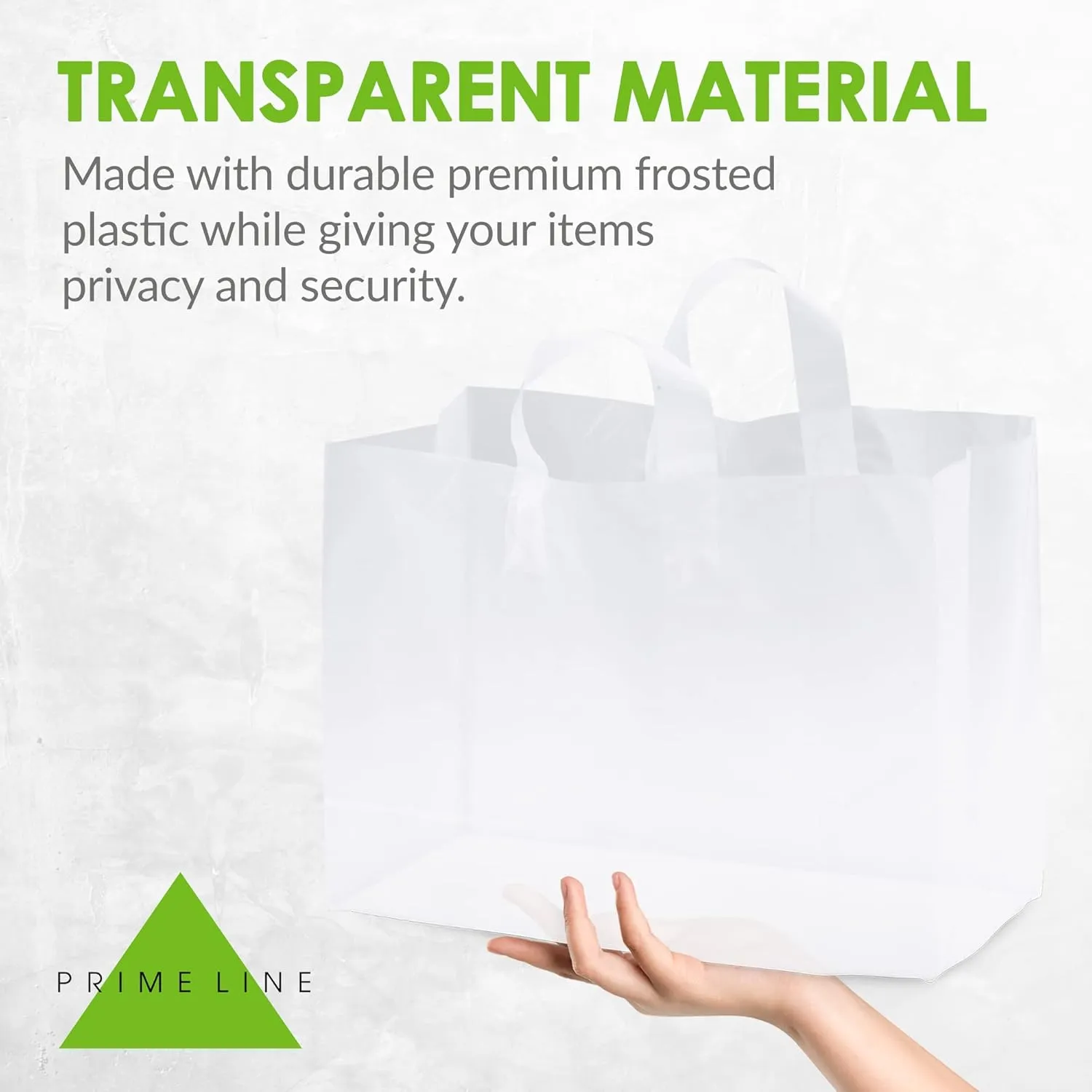 Prime Line Packaging Large Plastic Bags with Handles for Small Business Essential, Boutique Shopping, Frosted White for Retail, Bulk, 16x6x12 50 Pack