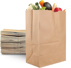 PrimeSaver Paper Grocery Bags - Brown Paper Grocery Bags 12 x 7 x 17 - Heavy Kraft Shopping Bags - Large Brown Paper Sacks Bulk - 57 Lb - 100 Pack