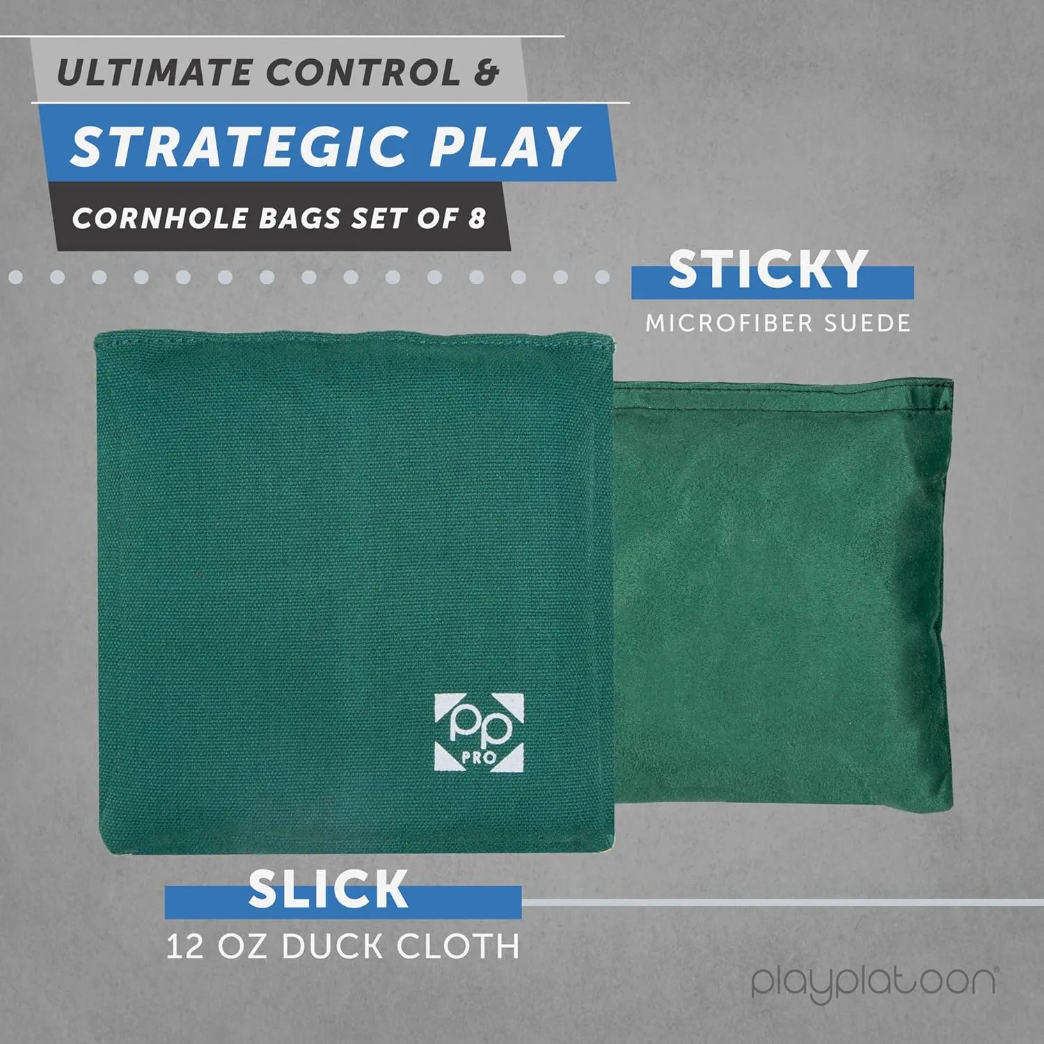 Professional Cornhole Bags - Set of 8 Regulation All Weather Double Sided - Sticky Side/Slick Side Bean Bags for Pro Corn Hole Game