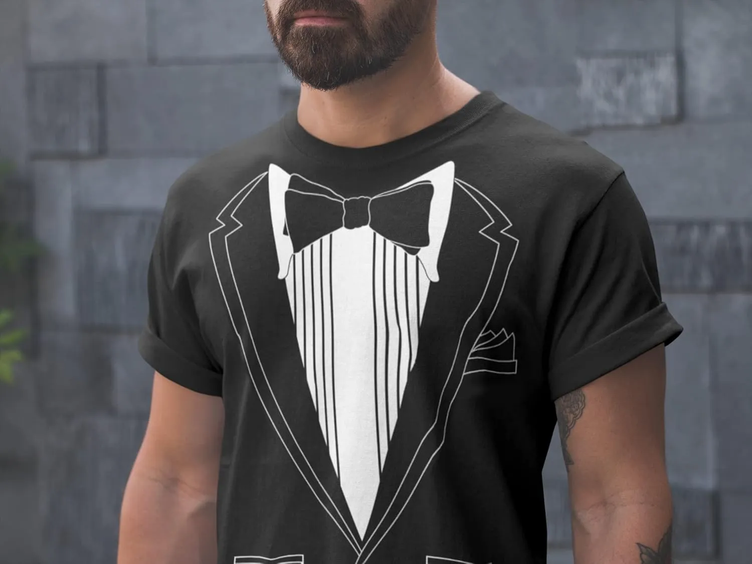 Promotion & Beyond Tuxedo (Black) with Pocket Square Ceremony Men's T-Shirt
