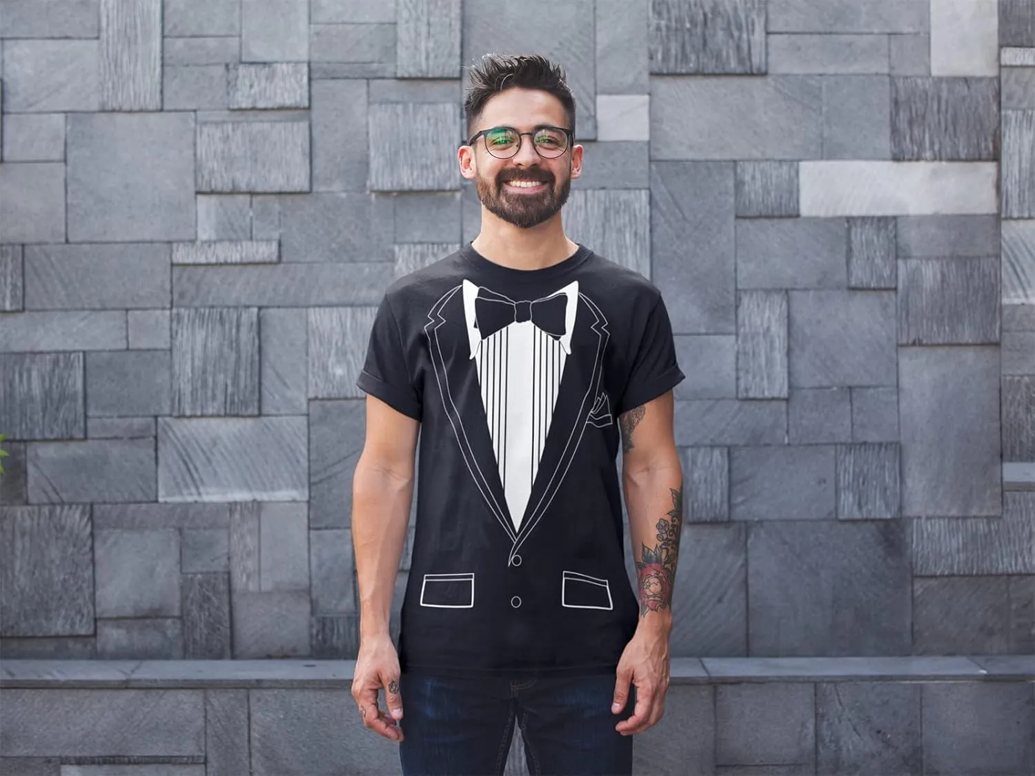 Promotion & Beyond Tuxedo (Black) with Pocket Square Ceremony Men's T-Shirt