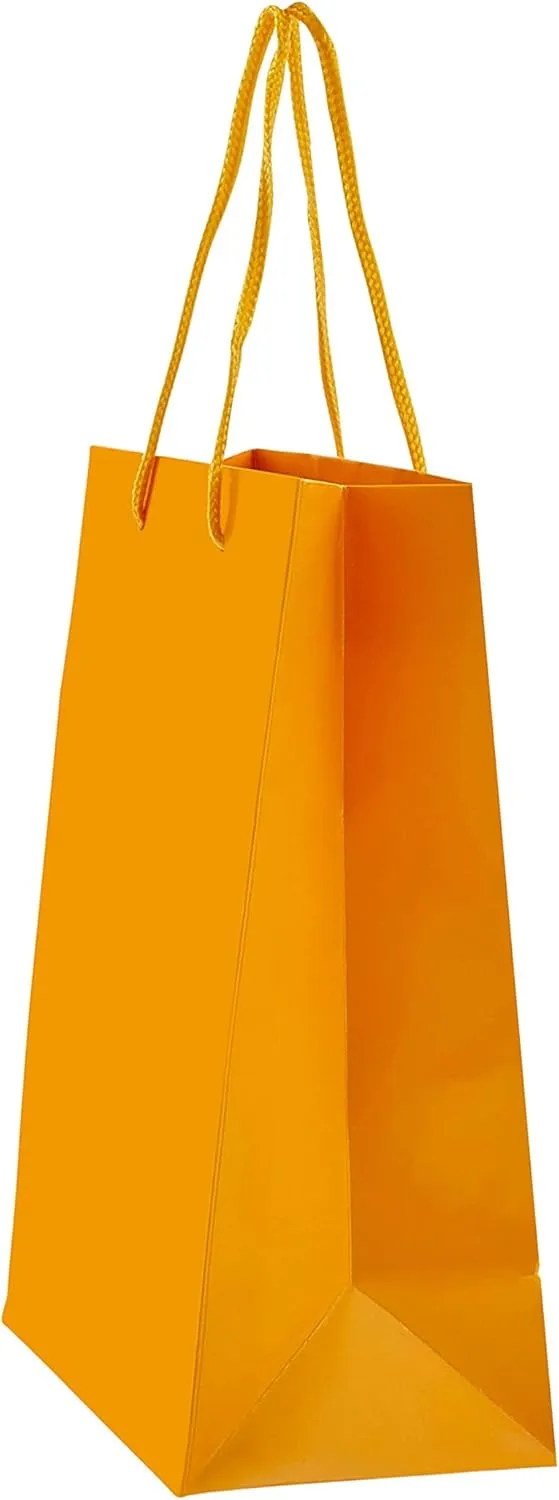 PTP BAGS Mango Gloss 8" x 4" x 10" Euro Tote Bags [Pack of 100] Reusable Paper Gift Euro Tote